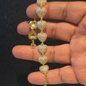 Gold Heart Pave Crystal Bracelet - Women Jewelry
